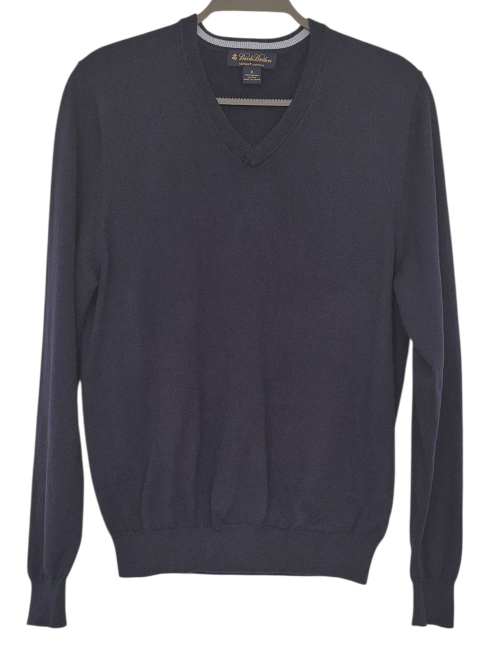 Brooks Brothers Supima Cotton V Neck Sweater M Navy Classic Academia Heritage